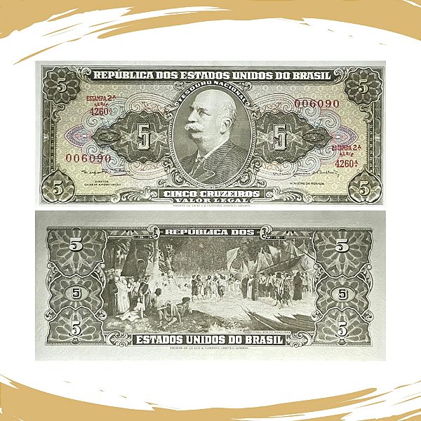 Cédula do Brasil - 5 Cruzeiros 1964 C-074b - 2ª Estampa - Série 4260 - Sob/Fe