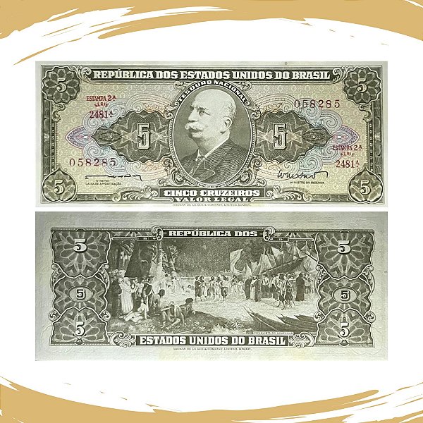 Cédula do Brasil - 5 Cruzeiros 1962 C-071 - 2ª Estampa - Série 2481 - Sob/Fe