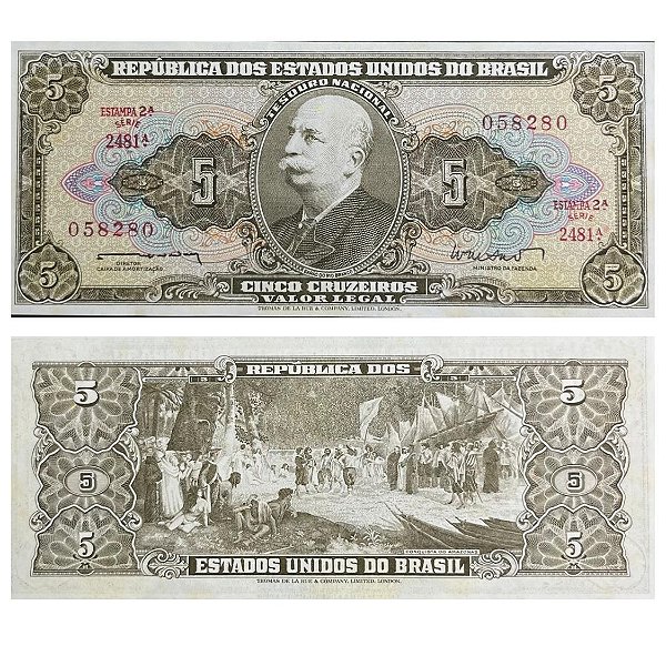 Brasil - Cédula de 5 Cruzeiros 1962 C-071 - 2ª Estampa - Série 2481 - Sob/Fe