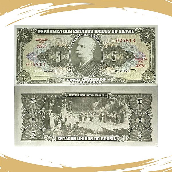 Cédula do Brasil - 5 Cruzeiros 1962 C-071 - 2ª Estampa - Série 3278 - Sob/Fe