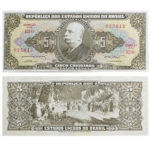 Brasil - Cédula de 5 Cruzeiros 1962 C-071 - 2ª Estampa - Série 3278 - Sob/Fe