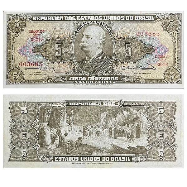 Brasil - Cédula de 5 Cruzeiros 1963 C-072 - 2ª Estampa - Série 3621 - Sob/Fe