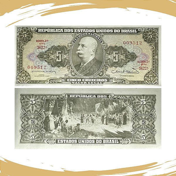 Cédula do Brasil - 5 Cruzeiros 1963 C-072 - 2ª Estampa - Série 3622 - Sob/Fe