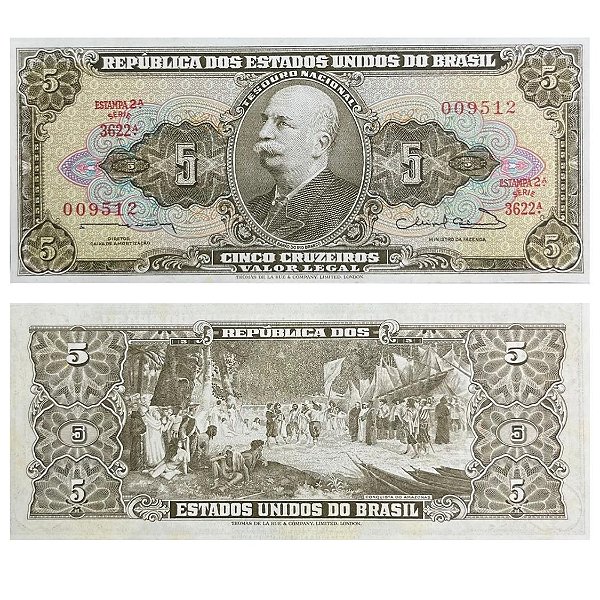 Brasil - Cédula de 5 Cruzeiros 1963 C-072 - 2ª Estampa - Série 3622 - Sob/Fe