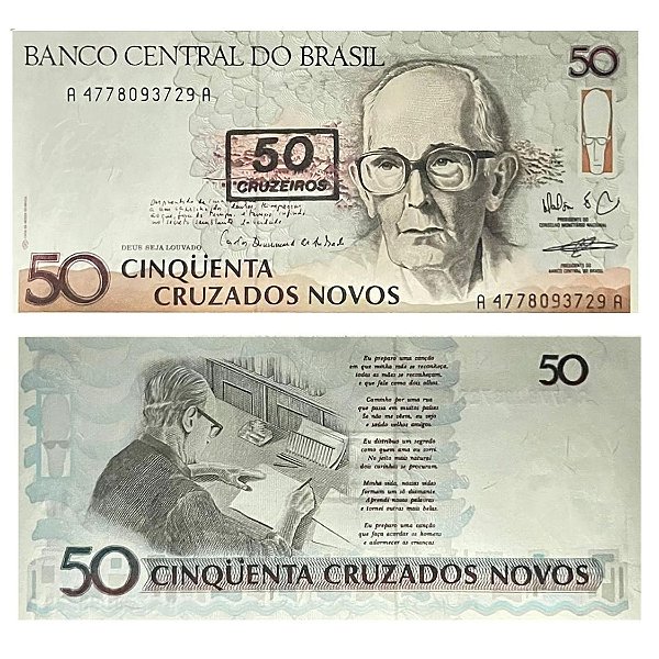 Brasil - Cédula de 50 Cruzeiros 1990 C-210 - Drummond - FE