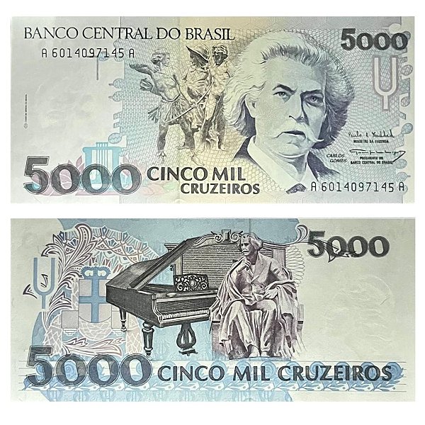 Brasil - Cédula de 5.000 Cruzeiros 1993 C-221 - Carlos Gomes - FE