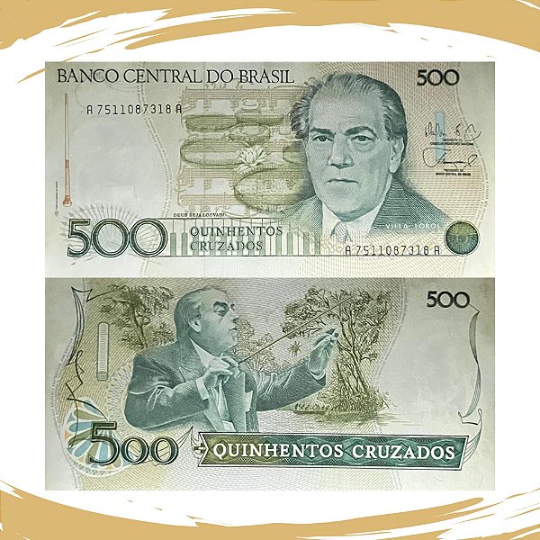 Cédula do Brasil - 500 Cruzados 1988 C-192 - Villa Lobos - Sob/Fe