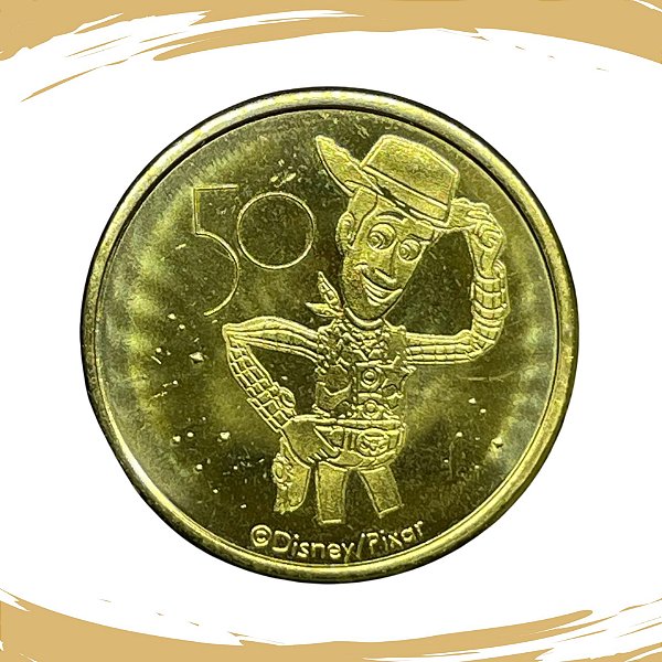 Disney 50 anos - Medalhão original Disney - Xerife Wood / Toy Store - FC