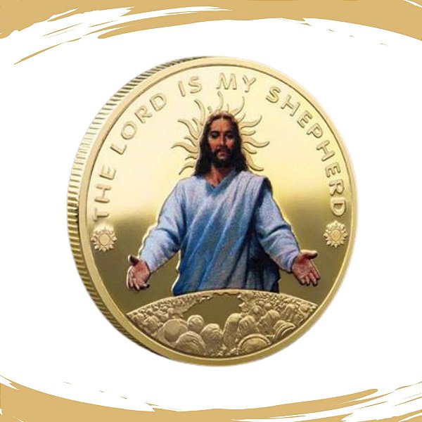 Moeda JESUS - O Senhor é meu Pastor - Dourada - FC