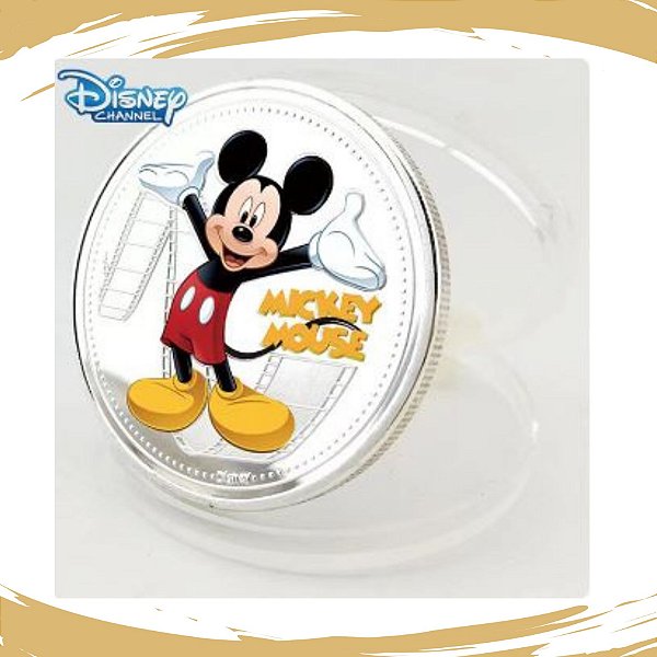 Moeda Disney Mickey Mouse - Prateada - 40mm - FC