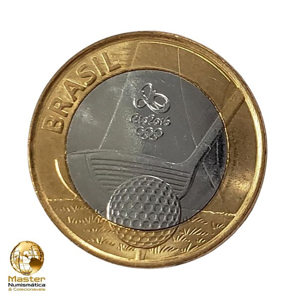 Moeda 1 Real 2014 Golfe - V-609 - Olimpiadas Rio 2016 - Flor de Cunho