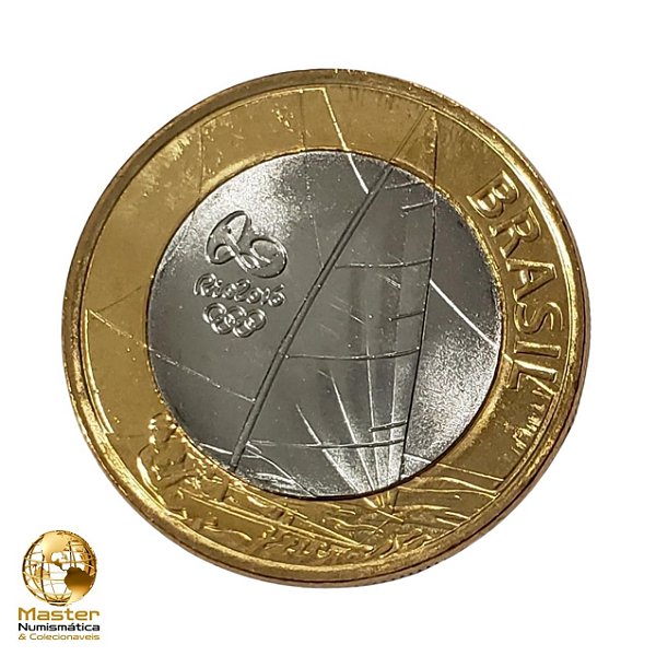 Moeda 1 Real 2015 Vela - V-612 - Olimpiadas Rio 2016 - Flor de Cunho