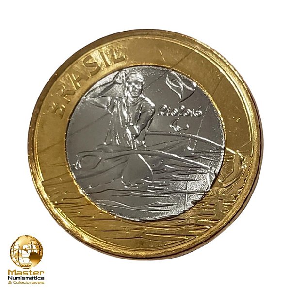 Moeda 1 Real 2015 Paracanoagem - V-613 - Olimpiadas Rio 2016 - Flor de Cunho