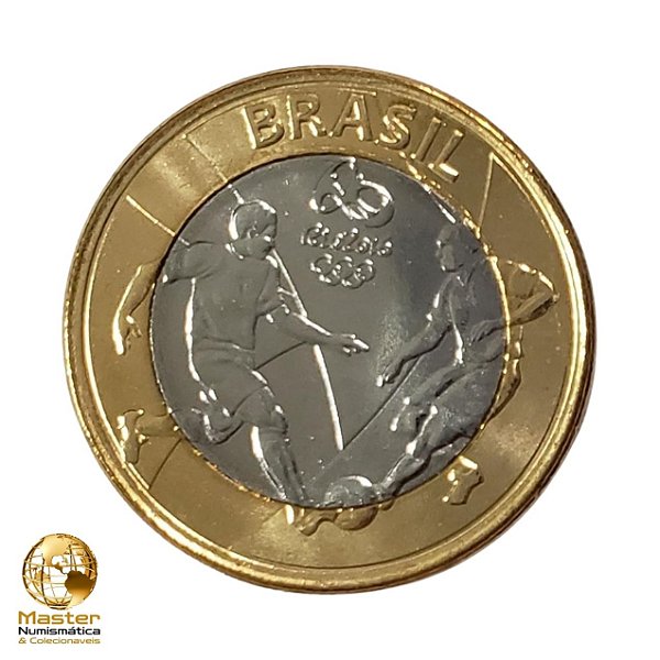 Moeda 1 Real 2015 Futebol - V-615 - Olimpiadas Rio 2016 - Flor de Cunho