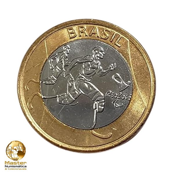 Moeda 1 Real 2015 Atletismo Paralimpico - V-617 - Olimpiadas Rio 2016 - Flor de Cunho