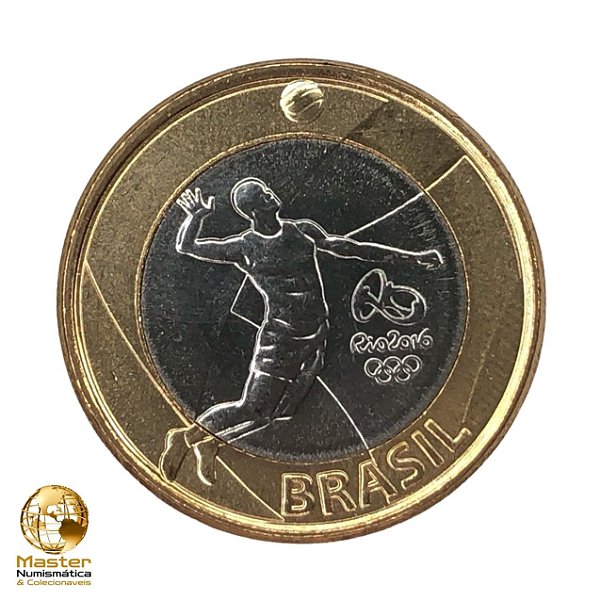 Moeda 1 Real 2015 Voleibol - V-616 - Olimpiadas Rio 2016 - Flor de Cunho