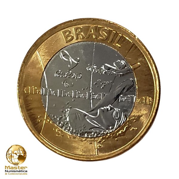 Moeda 1 Real 2016 Natação Paralimpica - V620 - Olimpiadas Rio 2016 - Flor de Cunho