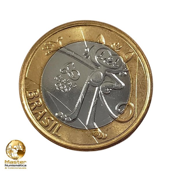 Moeda 1 Real 2016 Mascote Vinicius - V621 - Olimpiadas Rio 2016 - Flor de Cunho