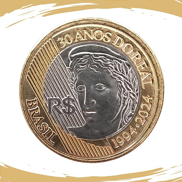 Moeda 1 Real 2024 - 30 Anos do Real - Flor de Cunho
