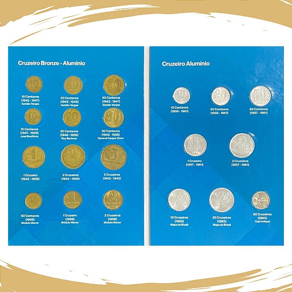 Album Compacto Moedas Brasileiras Vol 2 -Cruzeiros 1942 a 1965 - Circuladas