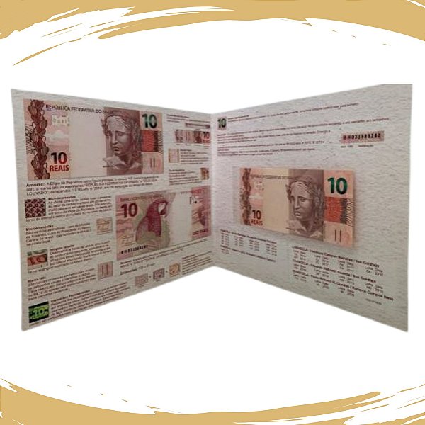 Folder com a Cédula C-348/2017 - 10 REAIS da 2ª Familia - Flor de Estampa
