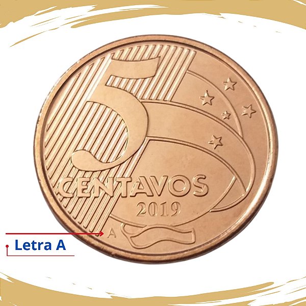 Moeda de 5 Centavos 2019 - Letra A - V-485a - FC