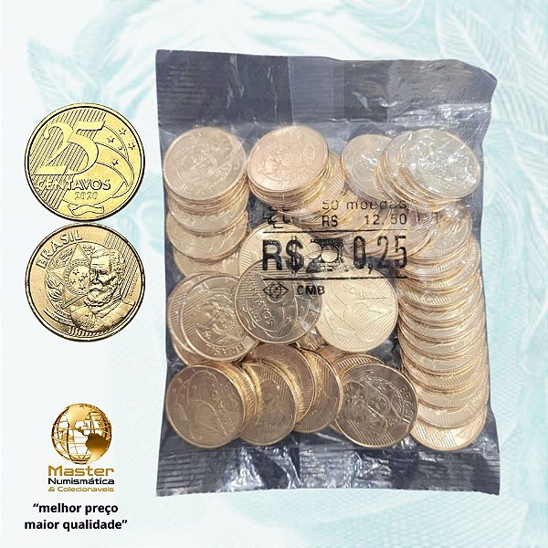Sachê Lacrado 25 Centavos 2020 - V-540 - 50 Moedas FC