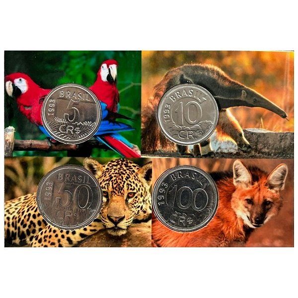 Cartela com a Série de Cruzeiros Reais 1993 - Circuladas