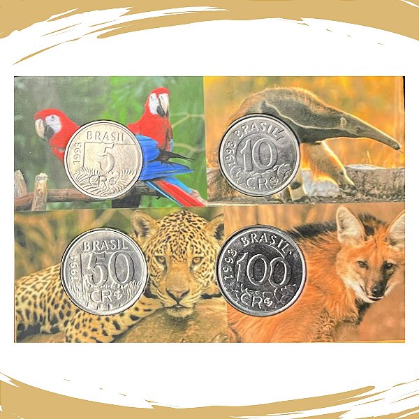 Cartela com a Série de Cruzeiros Reais 1993/1994 - Circuladas