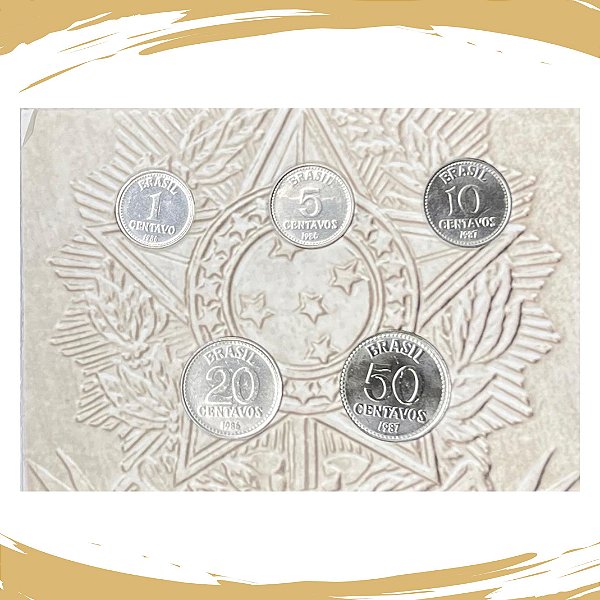 Cartela com a Série de Centavos de Cruzados 1986/1988 - Circuladas