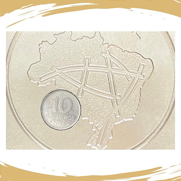 Cartela com a Moeda de 10 Cruzeiros Integração - 1980/1986 - Circulada
