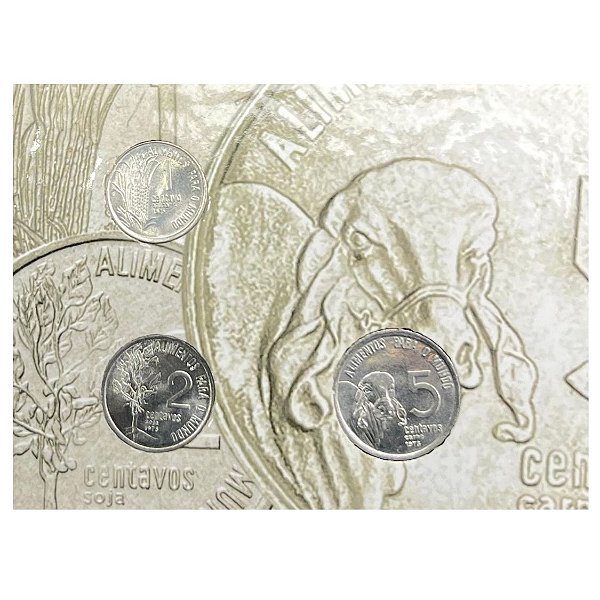 Cartela com as Moedas da Série FAO 1975 - Circuladas