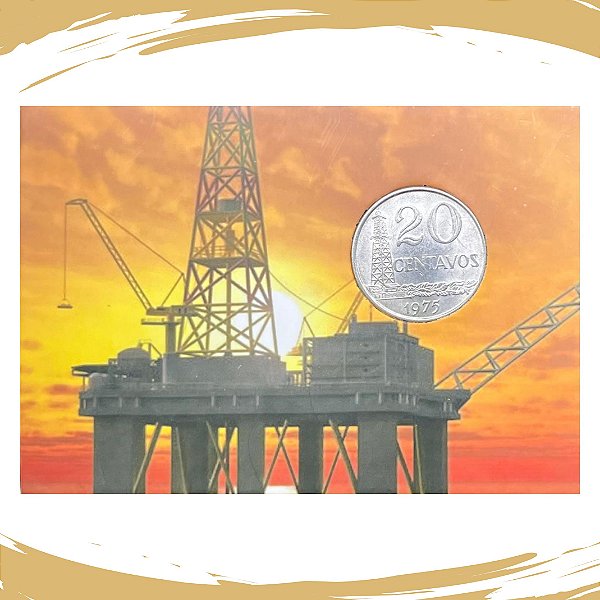 Cartela com a Moeda de 20 Centavos 1967/1979 Petrolifera - Circulada