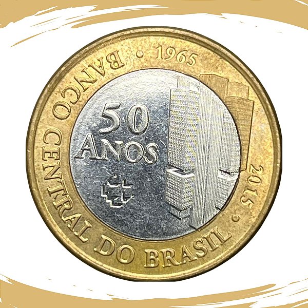Moeda de 1 REAL 2015 - 50 Anos do BC - V-587 - Circulada