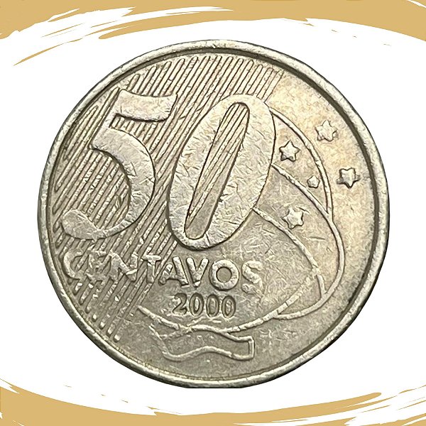 Moeda de 50 Centavos 2000 - Cuproniquel  - RARA - V-546 - Circulada