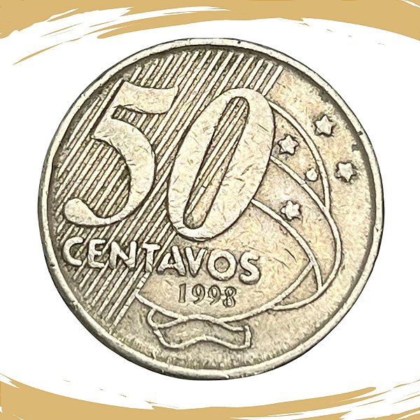 Moeda de 50 Centavos 1998 - Cuproniquel  - RARA - V-545 - Circulada