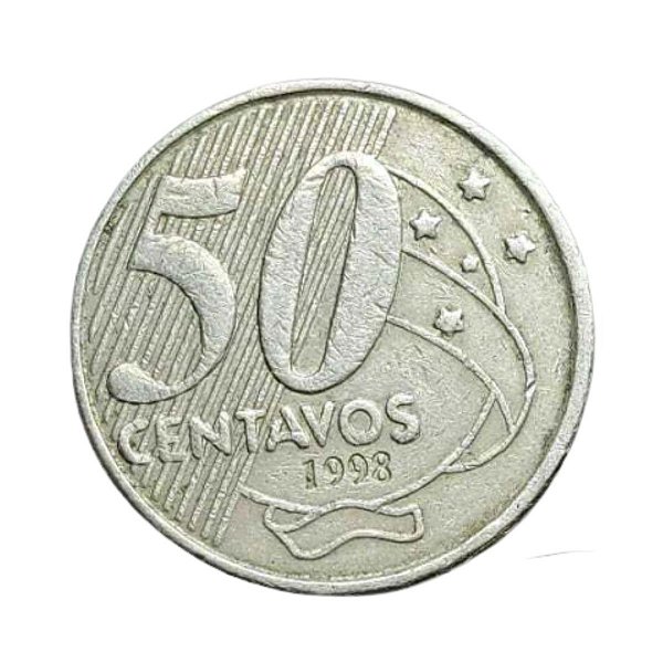 Moeda de 50 Centavos 1998 - Cuproniquel - RARA - V-545 - Circulada