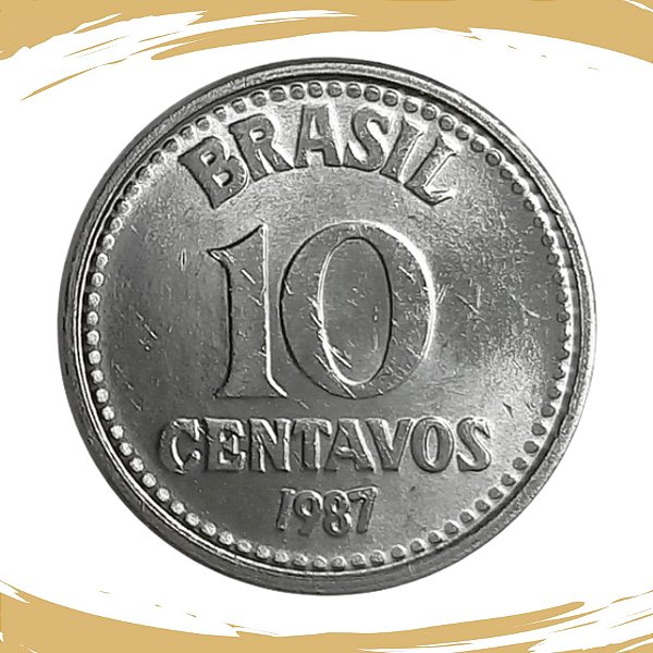 Moeda de 10 Centavos 1987 - V-387 - Aço Inox - Flor de Cunho