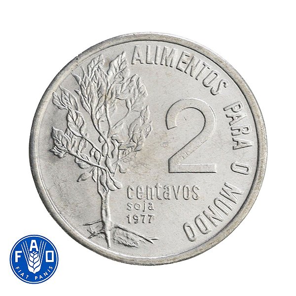 Moeda de 2 Centavos FAO 1977 - V-331 - RARA - FLOR DE CUNHO