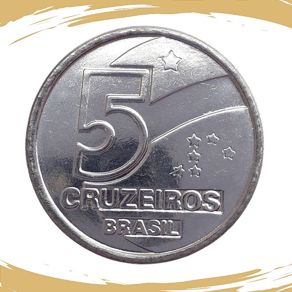 Moeda de 5 Cruzeiros 1992 - V-416 - Aço Inox - Salineiro/RARA - Flor de Cunho