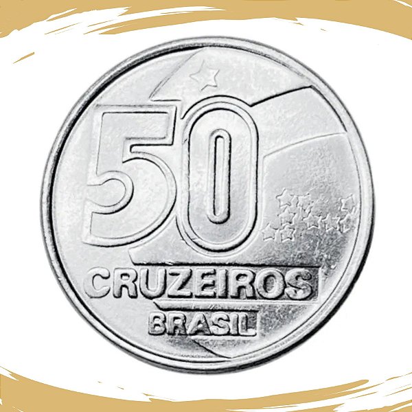 Moeda de 50 Cruzeiros 1990 - V-420 - Aço Inox - Baiana/RARA - Flor de Cunho