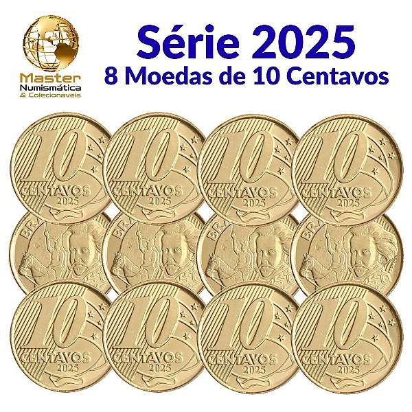 Lançamento - Kit com 8 Moedas de 10 Centavos 2025 - Flor de Cunho