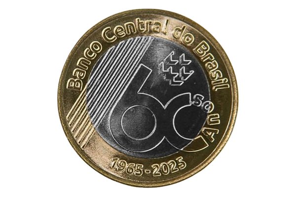Lançamento - Moeda de 1 Real 2025 - 60 Anos do Banco Central - Flor de Cunho