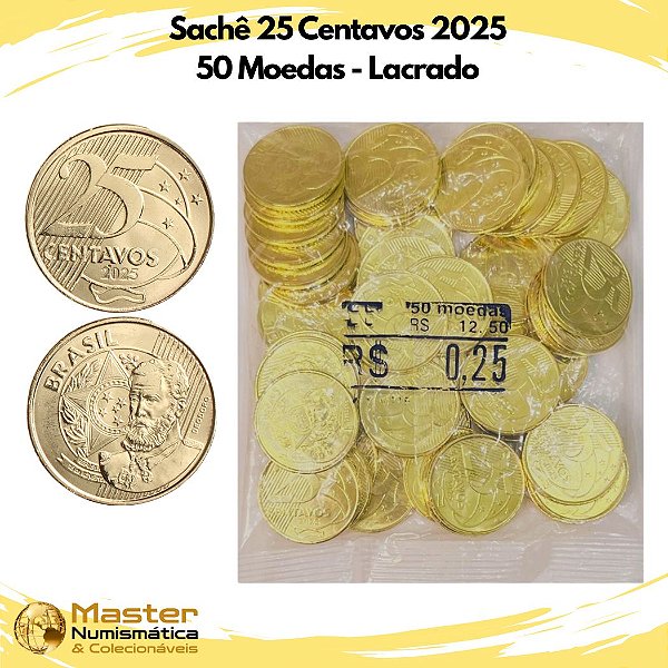 Lançamento - Sachê Lacrado 25 Centavos 2025 - V-545 - 50 Moedas FC