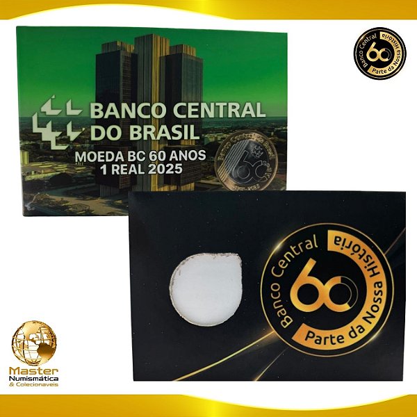 Lançamento - Cartela para a Moeda de 1 Real 2025 - 60 Anos do Banco Central - Vazia