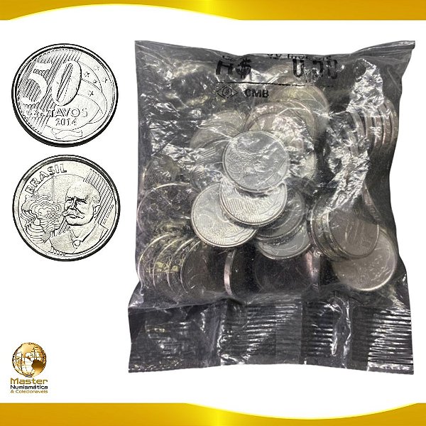 Sachê com 50 Moedas de 50 Centavos 2014- V-559 - FC