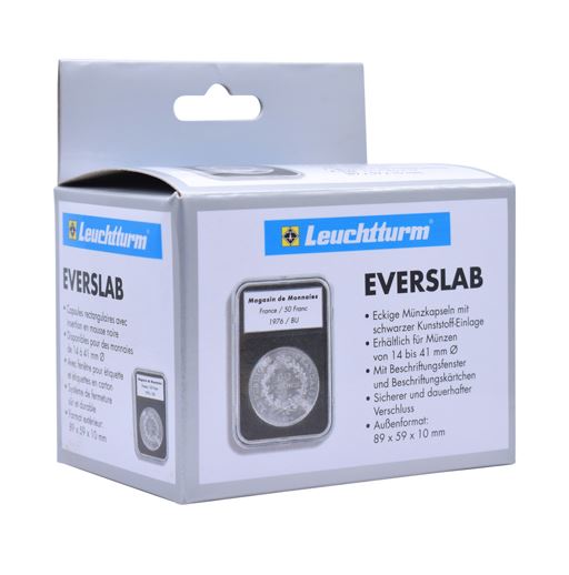 Caixa com 5 Capsulas Slab Everslab Leuchtturm Tamanho 27.0mm para Moedas de 1 Real da 2ª familia
