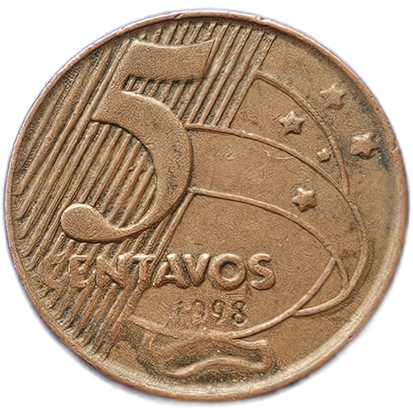 Moeda de 5 Centavos 1998 - RARA - V-464 - Circulada