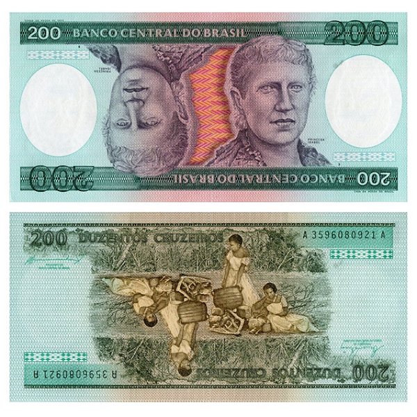 Brasil - Cédula de 200 Cruzeiros 1984 - Princesa Isabel - C-159 - Série 3906 - Flor de Estampa