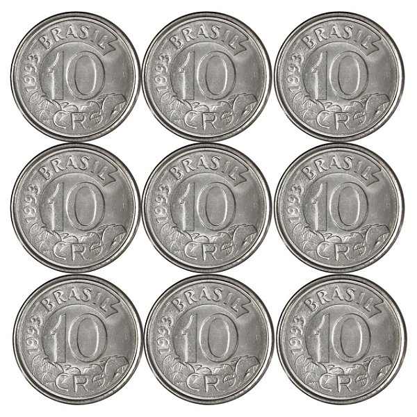 Promoção - 09 Moedas de 10 Cruzeiros Reais 1993 Tamanduá - V-432 - Sob/FC